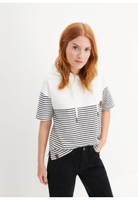 bonprix - Bluza z kapturem. Typ kołnierza: kaptur. Kolor: biały. Długość rękawa: krótki rękaw. Długość: krótkie #1