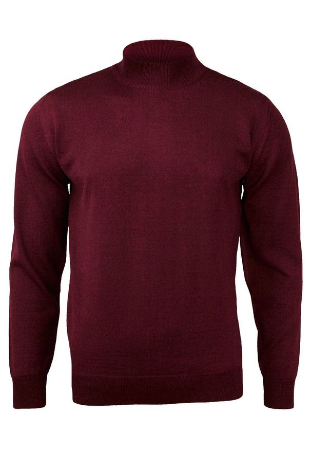 Czerwony sweter MM Classic klasyczny, z klasycznym kołnierzykiem