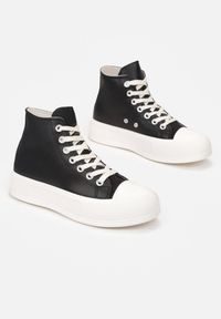 Born2be - Czarne Trampki Barbiche. Wysokość cholewki: za kostkę. Nosek buta: okrągły. Zapięcie: sznurówki. Kolor: czarny. Materiał: guma, jeans. Szerokość cholewki: normalna. Obcas: na platformie #2