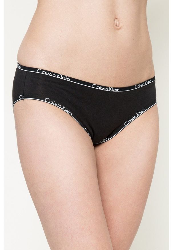 Calvin Klein Underwear - Figi (2-pack). Kolor: czarny. Materiał: bawełna, materiał, dzianina, elastan. Wzór: gładki