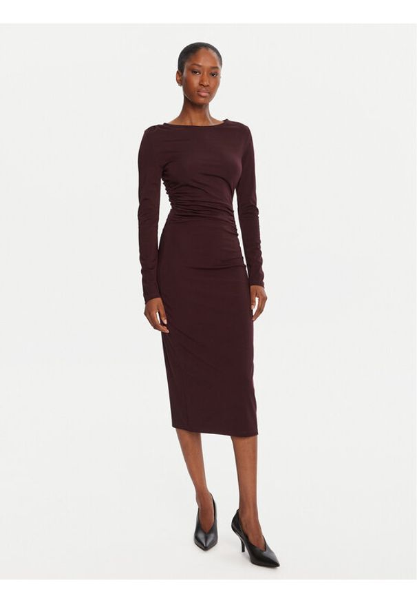 KAOS Sukienka koktajlowa Abiti RI1MA002 4005 Bordowy Slim Fit. Kolor: czerwony. Materiał: wiskoza, syntetyk. Styl: wizytowy