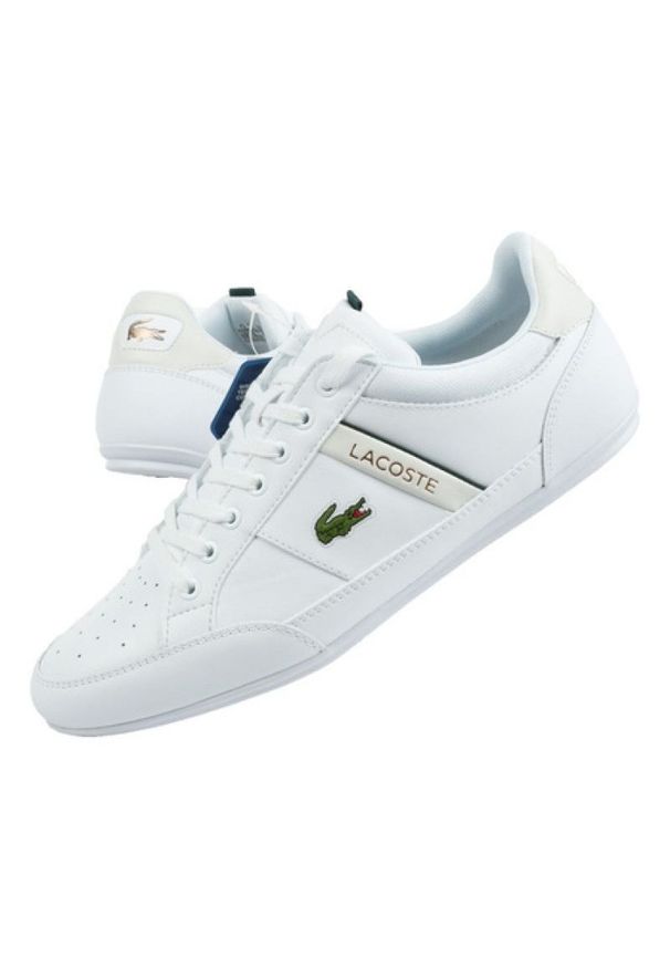 Buty Lacoste Chaymon M 01365T białe. Okazja: na co dzień. Kolor: biały. Materiał: materiał, skóra ekologiczna. Szerokość cholewki: normalna