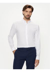 Jack & Jones - Jack&Jones Koszula Joe 12260426 Biały Slim Fit. Kolor: biały. Materiał: bawełna, syntetyk