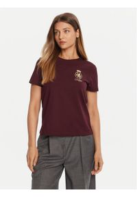 TOMMY HILFIGER - Tommy Hilfiger T-Shirt Gold Crest WW0WW46153 Bordowy Regular Fit. Kolor: czerwony. Materiał: bawełna
