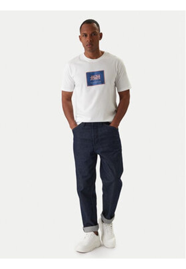 Jack & Jones T-Shirt Jjrain Tee Ss Crew Neck 12288097 Biały Regular Fit. Kolor: biały. Materiał: bawełna