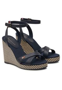 TOMMY HILFIGER - Tommy Hilfiger Sandały Im Raffia Sandal FW0FW08224 Granatowy. Kolor: niebieski. Materiał: skóra #5