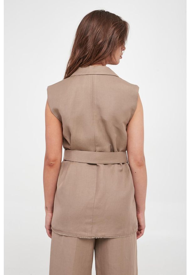 Marella - Kamizelka damska z lnem Lucas MARELLA MONOCHROME. Materiał: len