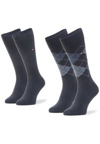 TOMMY HILFIGER - Zestaw 2 par wysokich skarpet męskich Tommy Hilfiger. Kolor: niebieski