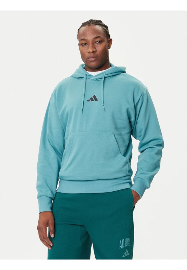 Adidas - adidas Bluza Essentials Feelcozy JX5659 Turkusowy Regular Fit. Kolor: turkusowy. Materiał: bawełna