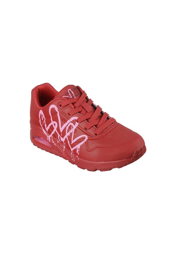 skechers - Buty do chodzenia damskie Skechers Uno Dripping In Love. Zapięcie: sznurówki. Kolor: czerwony. Materiał: skóra, materiał, syntetyk, tkanina, guma. Szerokość cholewki: normalna. Sport: turystyka piesza