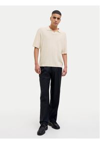 Jack & Jones Polo Varenna 12272578 Beżowy Relaxed Fit. Typ kołnierza: polo. Kolor: beżowy. Materiał: bawełna #6