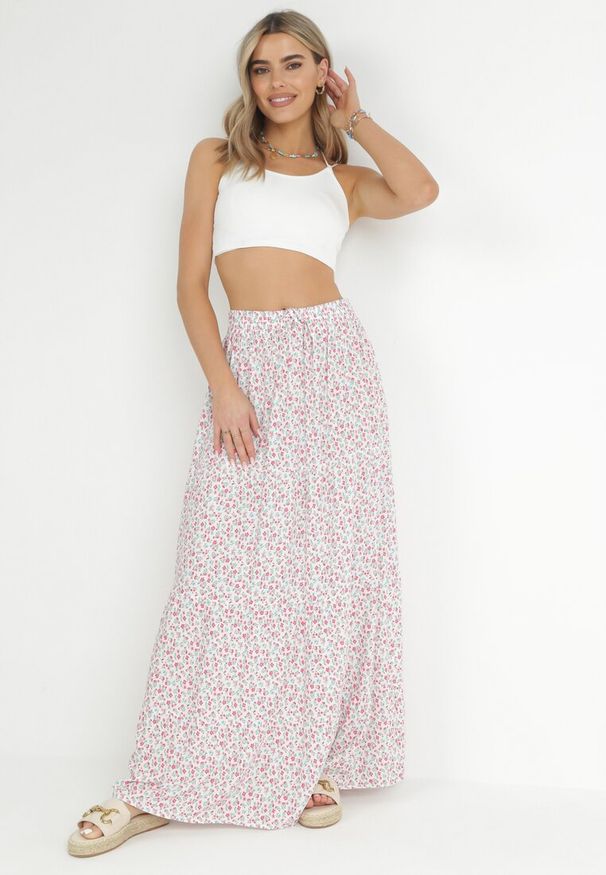 Born2be - Biała Bawełniana Spódnica Maxi w Kwiatki Amelix. Kolor: biały. Materiał: bawełna. Wzór: kwiaty