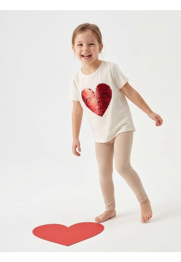 Sinsay - Bawełniana koszulka z połyskującymi cekinami - biały. Kolor: biały. Materiał: bawełna