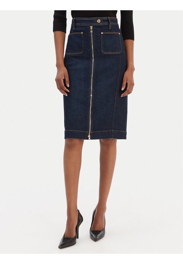 Guess Spódnica jeansowa W6RD0U D6881 Granatowy Regular Fit. Kolor: niebieski. Materiał: jeans, bawełna
