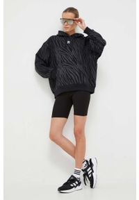 adidas Originals bluza damska kolor czarny z kapturem wzorzysta. Typ kołnierza: kaptur. Kolor: czarny. Materiał: materiał #2