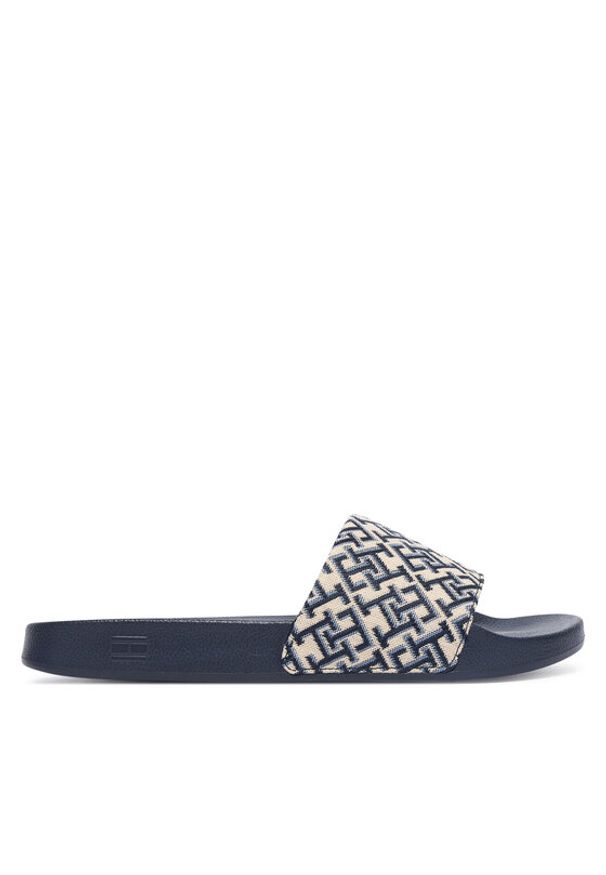 TOMMY HILFIGER - Tommy Hilfiger Klapki Monogram Pool Slide FW0FW09423 Granatowy. Kolor: niebieski. Materiał: materiał
