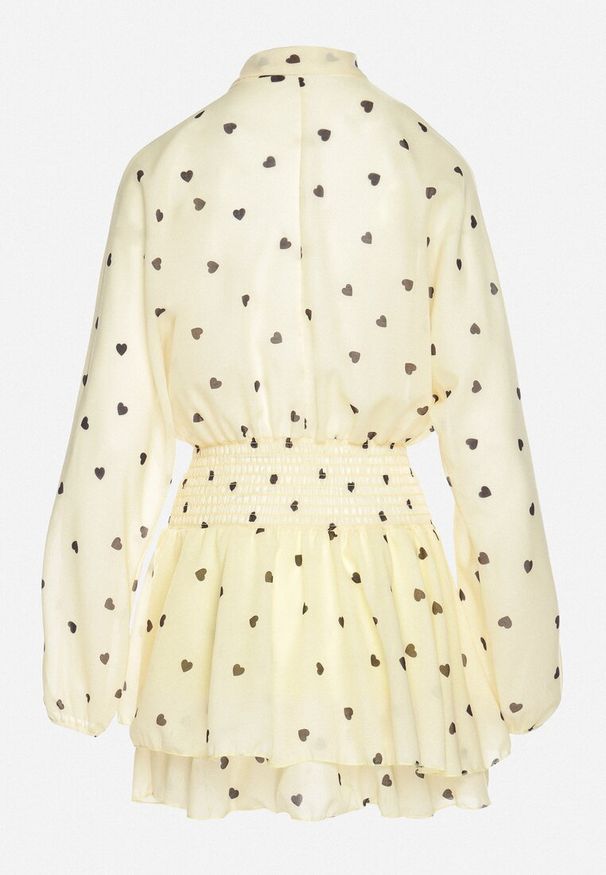 Born2be - Żółta Rozkloszowana Sukienka z Rękawami Typu Nietoperz i Wiązaniem Miriviela. Okazja: na co dzień. Kolor: żółty. Materiał: jeans. Typ sukienki: proste. Styl: klasyczny, casual