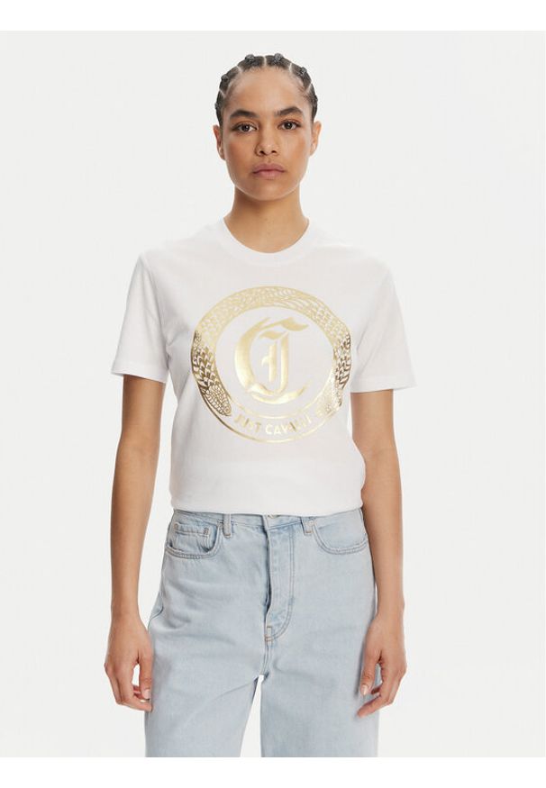 Just Cavalli T-Shirt 78PAHT01 Biały Regular Fit. Kolor: biały. Materiał: bawełna