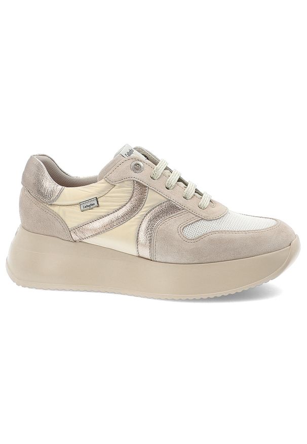 Beżowe Sneakersy Callaghan Modne Obuwie Damskie Na Koturnie. Okazja: na spacer, na co dzień. Kolor: beżowy. Materiał: materiał. Sezon: wiosna, lato. Obcas: na koturnie. Styl: casual, elegancki