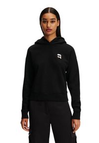 Karl Lagerfeld - KARL LAGERFELD Czarna bluza damska z kapturem Ikonik 2.0, Rozmiar XS. Typ kołnierza: kaptur. Kolor: czarny. Materiał: poliester, bawełna, materiał #3