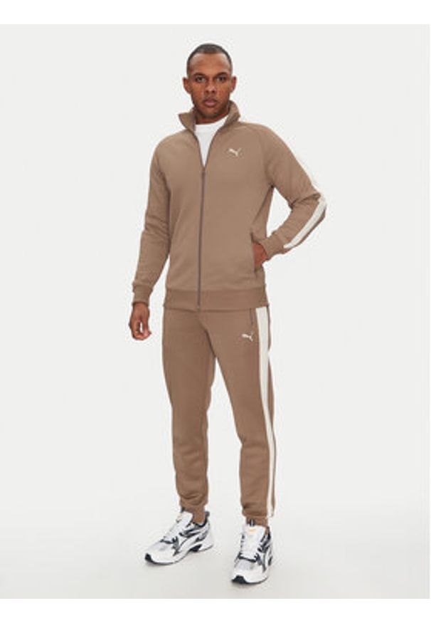 Puma Bluza T7 Always On 629587 Beżowy Regular Fit. Kolor: beżowy. Materiał: bawełna
