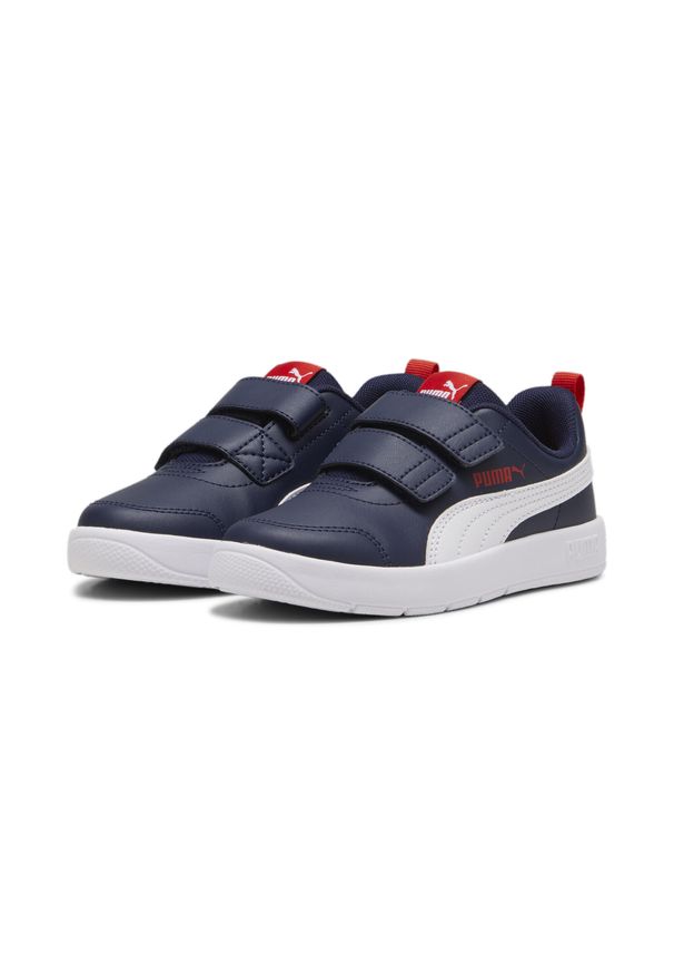 Puma - Dziecięce sneakersy Courtflex V3 PUMA Navy White Red Blue. Okazja: na co dzień. Kolor: czerwony, niebieski, wielokolorowy, biały. Materiał: syntetyk, materiał. Sport: turystyka piesza