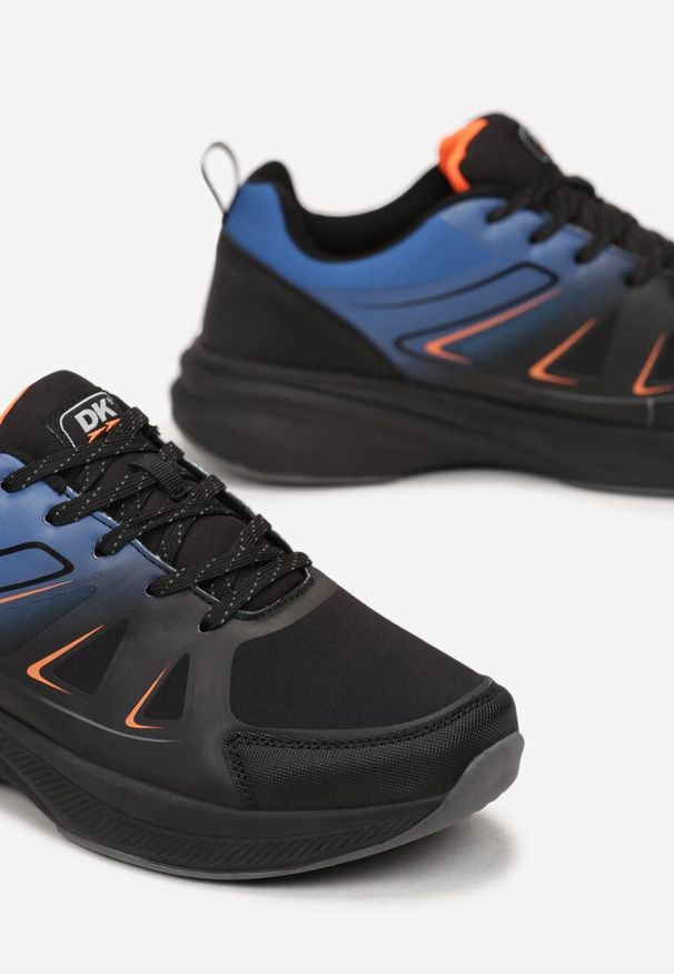 Born2be - Czarno-Niebieskie Sznurowane Buty Sportowe Soft Shell Irushe. Kolor: czarny. Materiał: materiał. Obcas: na płaskiej podeszwie