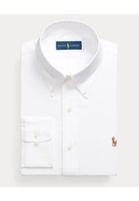 Ralph Lauren - RALPH LAUREN - Biała koszula z kolorowy logo Custom Fit. Typ kołnierza: polo, kołnierzyk klasyczny. Kolor: biały. Materiał: bawełna. Długość rękawa: długi rękaw. Długość: długie. Wzór: kolorowy. Styl: klasyczny #5