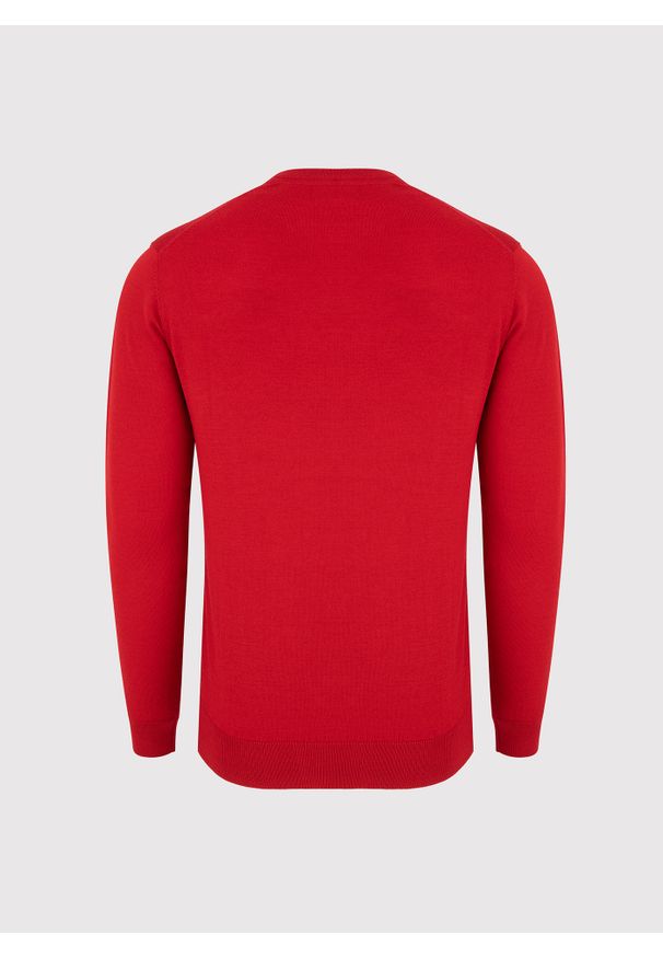 Pako Lorente - PAKO LORENTE – Czerwony męski sweter w serek. Typ kołnierza: dekolt w serek. Kolor: niebieski, czerwony. Materiał: wełna. Sezon: jesień