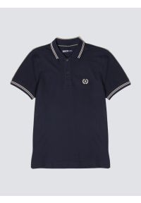 Big-Star - Koszulka męska polo granatowa Poller 403. Okazja: na co dzień. Typ kołnierza: polo. Kolor: niebieski. Materiał: dzianina, jeans, materiał. Wzór: aplikacja, haft, ze splotem. Styl: sportowy, casual
