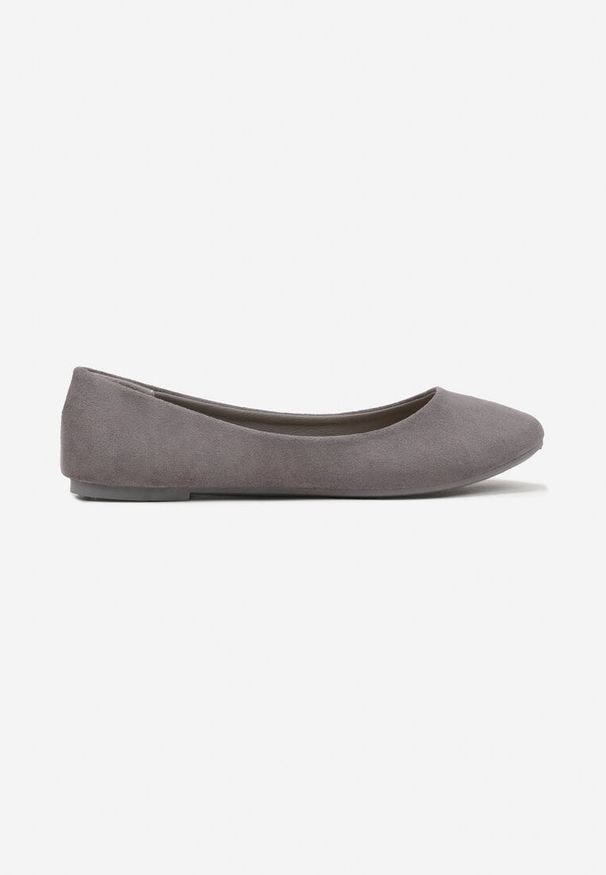 Born2be - Szare Balerinki z Ozdobnym Połyskiem Delarisa. Okazja: na co dzień. Kolor: szary. Materiał: jeans. Styl: elegancki, casual