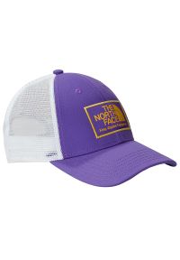 Czapka z daszkiem The North Face Mudder Trucker 0A5FXATA21 - biało-fioletowa. Kolor: biały, fioletowy, wielokolorowy. Materiał: skóra, tkanina, poliester