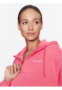 Champion Bluza Hooded Half Zip Sweatshirt 116581 Różowy Oversize. Kolor: różowy. Materiał: bawełna #3