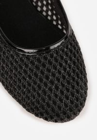 Born2be - Czarne Siateczkowe Balerinki z Wkładką ze Skóry Naturalnej Ozdobione Aplikacją Adriarissa. Okazja: na co dzień, na spotkanie biznesowe. Zapięcie: sprzączka. Kolor: czarny. Materiał: skóra. Wzór: aplikacja. Sezon: lato. Styl: casual, biznesowy, elegancki #8