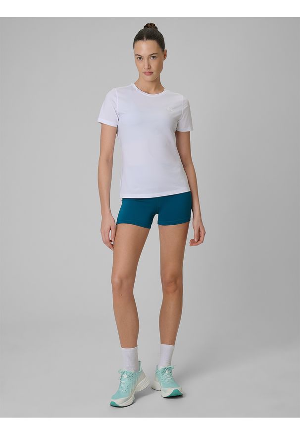 4f - 4F Koszulka treningowa regular szybkoschnąca damska - biała XXL. Kolor: biały. Sport: fitness