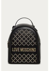Love Moschino - Plecak. Kolor: czarny. Materiał: syntetyk, materiał, skóra. Wzór: aplikacja #1