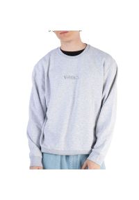 Bluza Vans Essential Relaxed Crew VN000H911QI1 - szara. Kolor: szary. Materiał: bawełna. Wzór: aplikacja. Styl: klasyczny #1