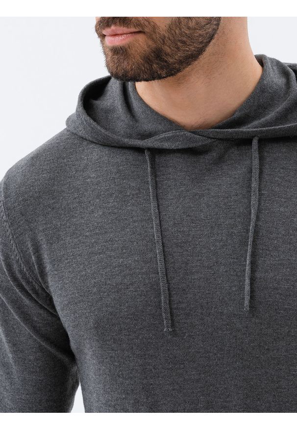 Ombre Clothing - Sweter męski z kapturem - szary melanż V1 E187 - XXL. Typ kołnierza: kaptur. Kolor: szary. Materiał: nylon, bawełna. Wzór: melanż