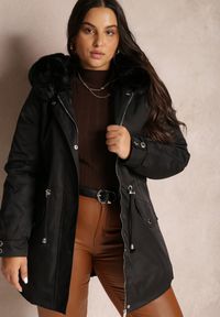 Renee - Czarna Kurtka Parka Nylonowa Mivo. Okazja: na co dzień. Kolekcja: plus size. Kolor: czarny. Materiał: nylon. Sezon: zima. Styl: wizytowy, klasyczny, elegancki, casual #4