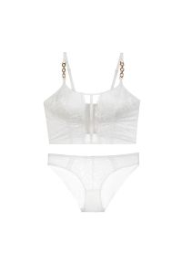 Intica - Komplet bielizny z biustonoszem push-up koronkowy detal Gabi. Kolor: biały. Materiał: koronka #1