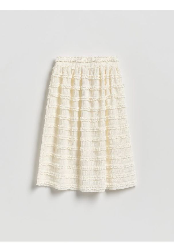 Reserved - Strukturalna spódnica maxi - złamana biel. Materiał: dzianina