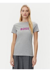 BOSS T-Shirt C_Elogo_5 50501139 Szary Regular Fit. Kolor: szary. Materiał: bawełna