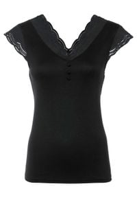 Shirt LENZING™ ECOVERO™ bonprix czarny. Kolor: czarny. Materiał: koronka. Wzór: koronka #1