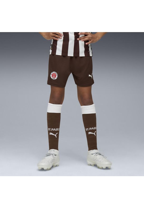Puma - Młodzieżowe szorty FC St. Pauli 25/26 PUMA Espresso Brown White. Kolor: brązowy, biały, wielokolorowy. Materiał: tkanina. Sport: piłka nożna
