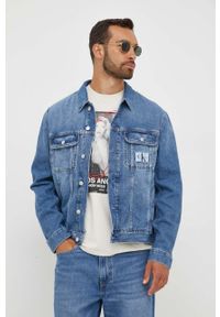 Calvin Klein Jeans kurtka jeansowa męska kolor niebieski przejściowa oversize. Kolor: niebieski. Materiał: bawełna, denim #3