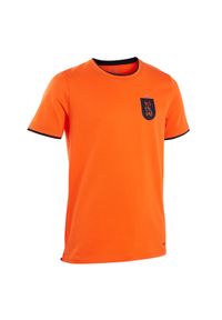 KIPSTA - Koszulka do piłki nożnej dla dzieci Kipsta FF100 Holandia 2024. Kolor: pomarańczowy. Materiał: materiał, bawełna