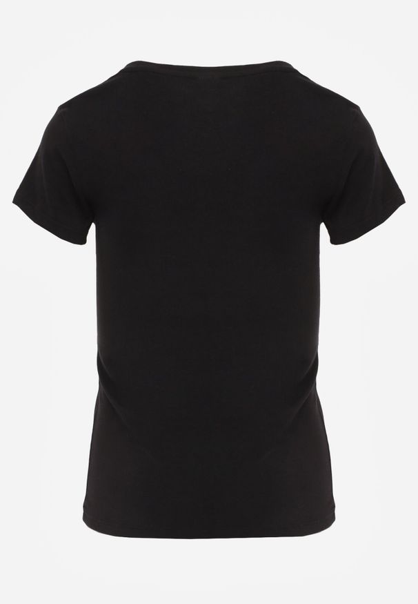 Born2be - Czarny T-shirt Gathanthei. Okazja: do domu, na co dzień. Kolor: czarny. Materiał: jeans, bawełna, dresówka, dzianina. Długość rękawa: krótki rękaw. Długość: krótkie. Wzór: gładki. Styl: sportowy, klasyczny, casual