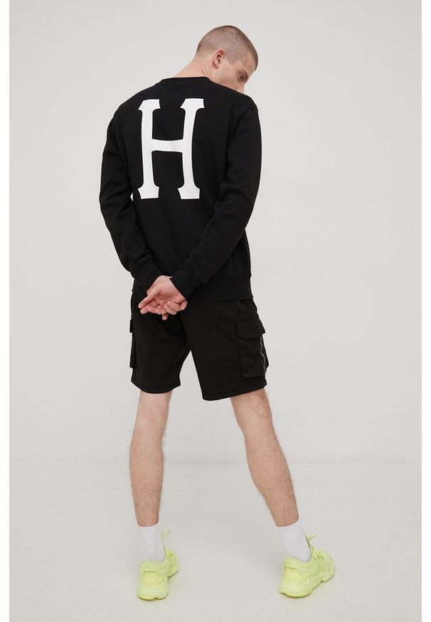 HUF bluza męska kolor czarny z nadrukiem. Kolor: czarny. Materiał: dzianina. Wzór: nadruk