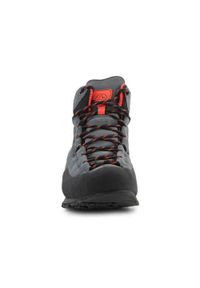LA SPORTIVA - Buty trekkingowe męskie La Sportiva La Boulder X Mid Gtx. Wysokość cholewki: za kostkę. Kolor: pomarańczowy, wielokolorowy, szary. Materiał: materiał, skóra. Szerokość cholewki: normalna