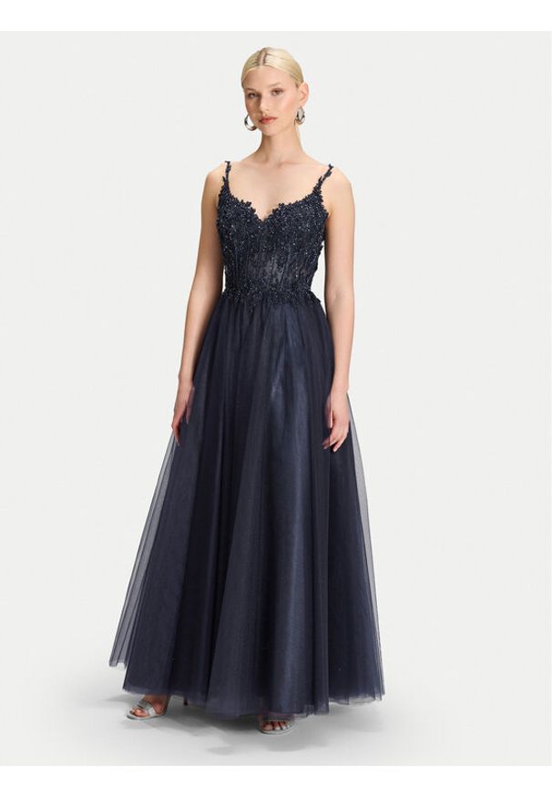 Hey Kyla Sukienka wieczorowa 5AK025HK Granatowy Regular Fit. Kolor: niebieski. Materiał: syntetyk. Styl: wizytowy